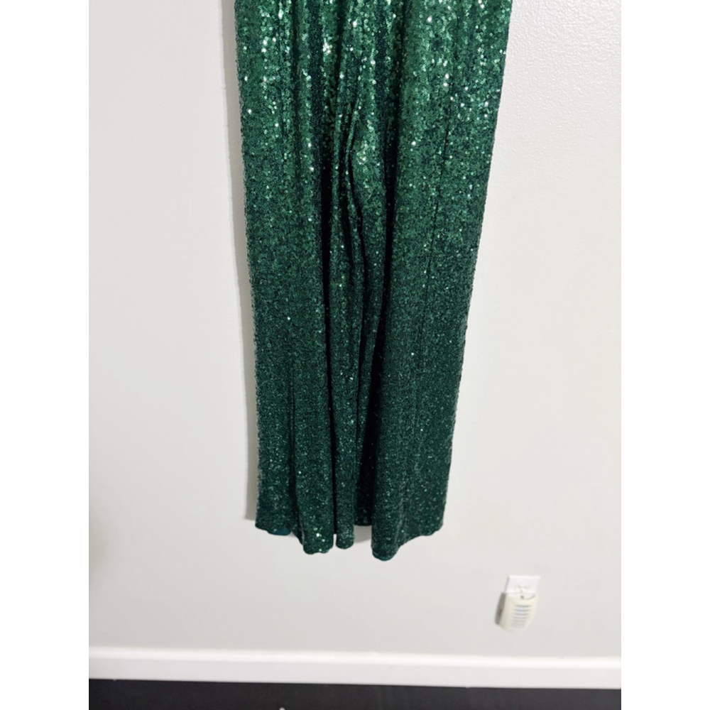 Black Halo Lena Rare Green Sequin Jumpsuit - Picture 9 of 13
